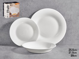 Vivalto Set de Vaisselle Opal Blanc 18 Pièces 26x27x17 cm (Set de 2)