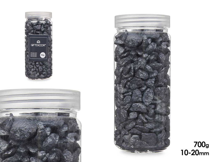 GIFTDECOR Bote de pierres décoratives métallisées 10-20 mm Noir 700g GIFTDECOR Bote de pierres décoratives métallisées 10-20 mm Noir 700g