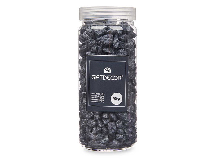 GIFTDECOR Bote de pierres décoratives métallisées 10-20 mm Noir 700g GIFTDECOR Bote de pierres décoratives métallisées 10-20 mm Noir 700g