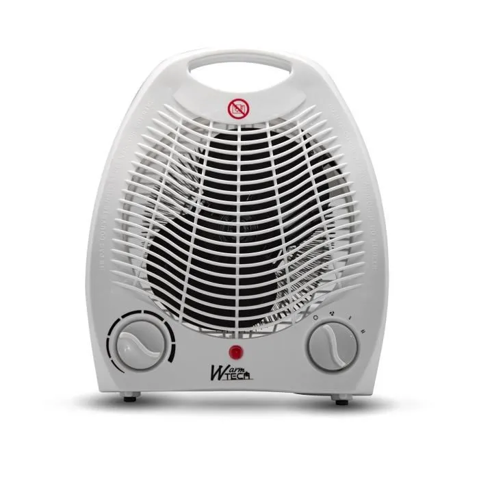 WARM TECH Chauffage soufflant d'appoint 2000W blanc - Chauffage rapide pour volume jusqu'à 15 m³