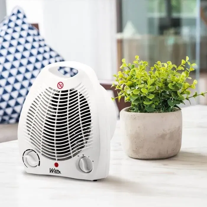 WARM TECH Chauffage soufflant d'appoint 2000W blanc - Chauffage rapide pour volume jusqu'à 15 m³