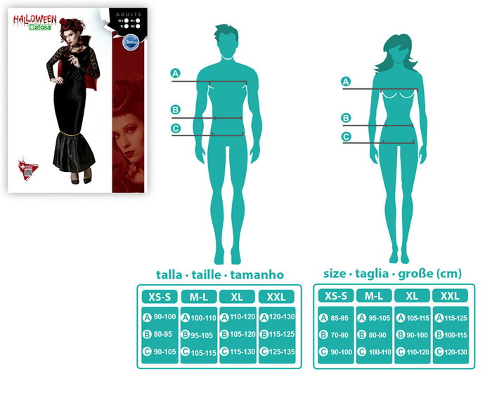 BigBuy Carnival Déguisement Vampiresse avec Robe Noire et Cape XS/S