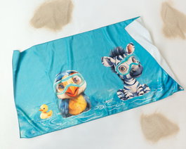 KioKids Serviette de plage en microfibre bleu avec animaux