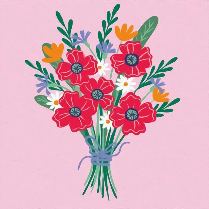 Ravensburger 25519 Tableau de Peinture par Numéros CreArt - Bouquet de Coquelicots 20x20 cm, Loisir Créatif Adulte à Partir de 12 ans