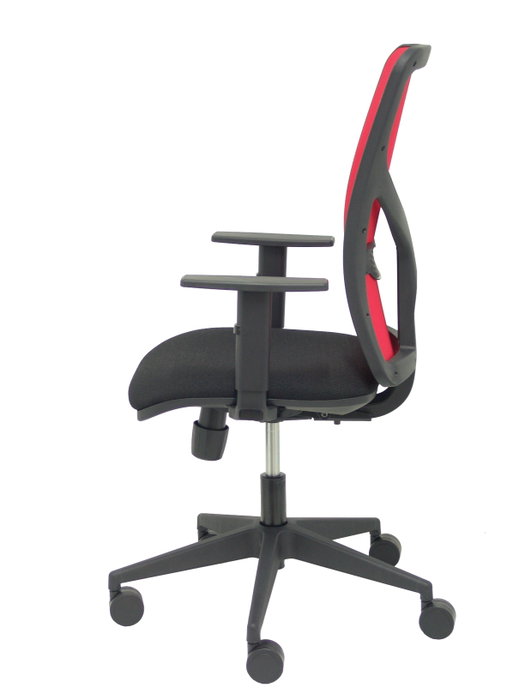 PIQUERAS Y CRESPO Chaise Motilla Synchro Noir et Rouge, Base pyramidale noire, Accoudoir 1D, Sans appui-tête