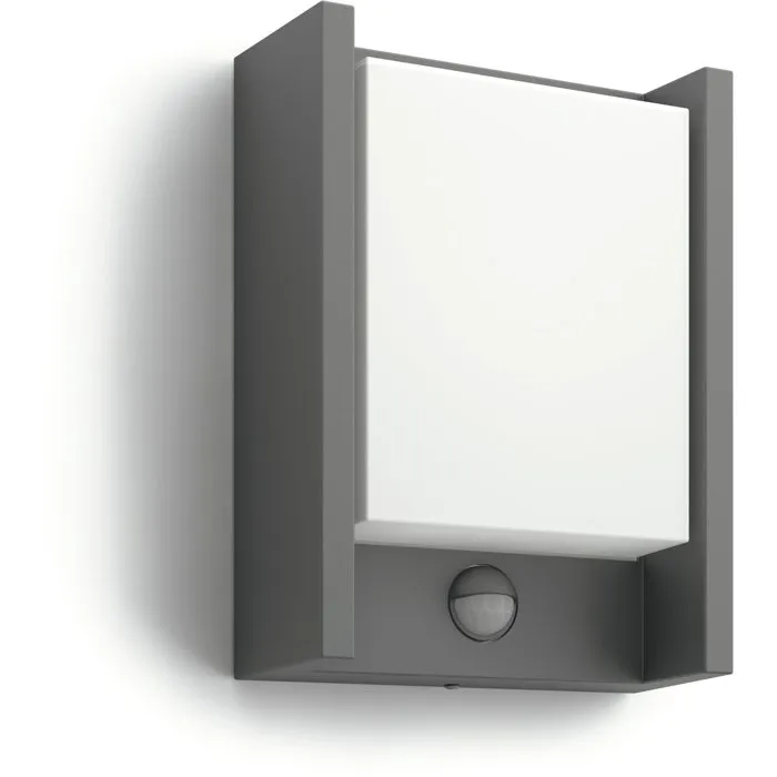 Philips Arbour Applique Murale Extérieure LED avec Détecteur de Mouvement, Blanc Chaud, IP44, Large, en Aluminium Anthracite Philips Arbour Applique Murale Extérieure LED avec Détecteur de Mouvement, Blanc Chaud, IP44, Large, en Aluminium Anthracite