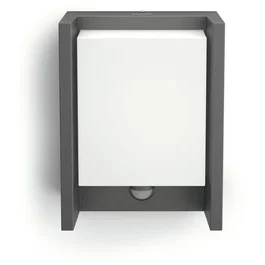 Philips Arbour Applique Murale Extérieure LED avec Détecteur de Mouvement, Blanc Chaud, IP44, Large, en Aluminium Anthracite