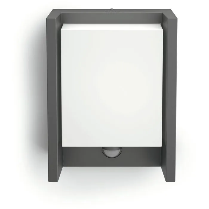 Philips Arbour Applique Murale Extérieure LED avec Détecteur de Mouvement, Blanc Chaud, IP44, Large, en Aluminium Anthracite Philips Arbour Applique Murale Extérieure LED avec Détecteur de Mouvement, Blanc Chaud, IP44, Large, en Aluminium Anthracite