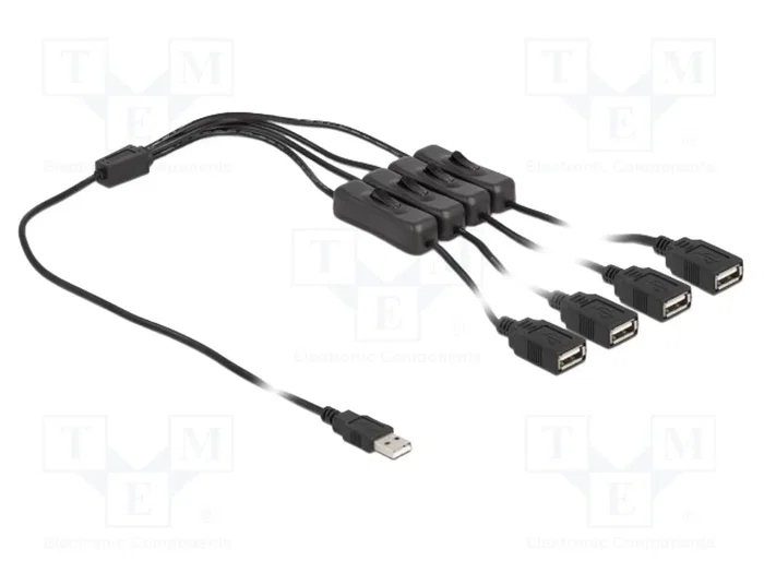 DELOCK Câble USB A vers 4 ports USB A avec interrupteur, 1m, noir DELOCK Câble USB A vers 4 ports USB A avec interrupteur, 1m, noir