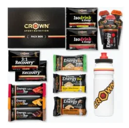 CROWN SPORT NUTRITION Pack Endurance Tester 3.0 - Pack découverte avec 23 produits énergétiques, hydratation et récupération pour sport d'endurance et bidon 750 ml