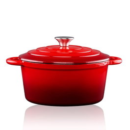 Alpina Casserole en fonte émaillée rouge 3,8 L Ø24 x 11,8 cm