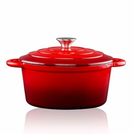 Alpina Casserole en fonte émaillée rouge 3,8 L Ø 24 cm