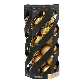 Decoris Lot de 35 boules de Noël dorées Ø6 cm avec textures variées