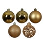 Decoris Lot de 35 boules de Noël dorées Ø6 cm avec textures variées