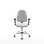 Chaise de bureau Algarra avec mécanisme Contact permanent de base, revêtement en tissu blanc. Équipée d'une base chromée, d'accoudoirs 1D et de butées