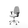 Chaise de bureau Algarra avec mécanisme Contact permanent de base, revêtement en tissu blanc. Équipée d'une base chromée, d'accoudoirs 1D et de butées