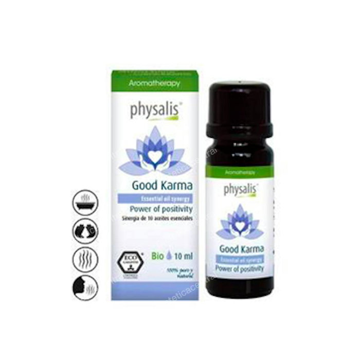 PHYSALIS Good Karma Synergie Huile Essentielle 10ml Bio - Aromes Vivifiants et Sérénité PHYSALIS Good Karma Synergie Huile Essentielle 10ml Bio - Aromes Vivifiants et Sérénité