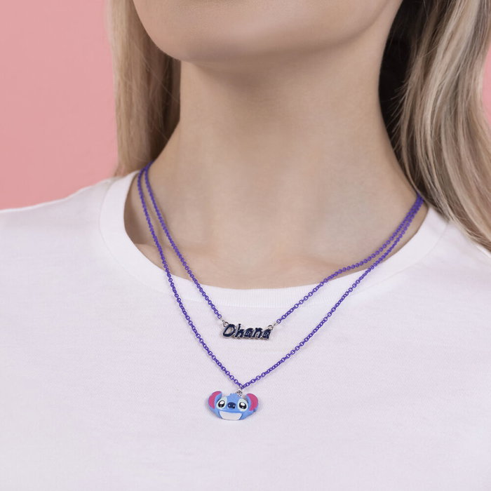 PEERS HARDY Set de 2 Pendentifs Colgantes Disney Stitch avec les Motifs Ohana et Stitch - Collier à Deux Rangs - Bijoux PEERS HARDY Set de 2 Pendentifs Colgantes Disney Stitch avec les Motifs Ohana et Stitch - Collier à Deux Rangs - Bijoux