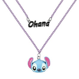 PEERS HARDY Set de 2 Pendentifs Colgantes Disney Stitch avec les Motifs Ohana et Stitch - Collier à Deux Rangs - Bijoux