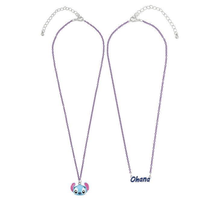 PEERS HARDY Set de 2 Pendentifs Colgantes Disney Stitch avec les Motifs Ohana et Stitch - Collier à Deux Rangs - Bijoux PEERS HARDY Set de 2 Pendentifs Colgantes Disney Stitch avec les Motifs Ohana et Stitch - Collier à Deux Rangs - Bijoux