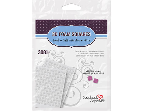 Scrapbook Adhesives by 3L Adhésif mousse 3D carrés blancs 308 unités 6,35x6,35mm 2mm