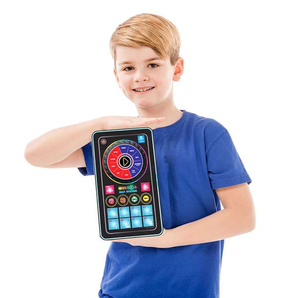iDance Mini Table de Mixage Format Tablet avec Sons et Lumières, Fonctionne sur Piles AA, Dimensions 2.2x24.5x14 cm, Noir