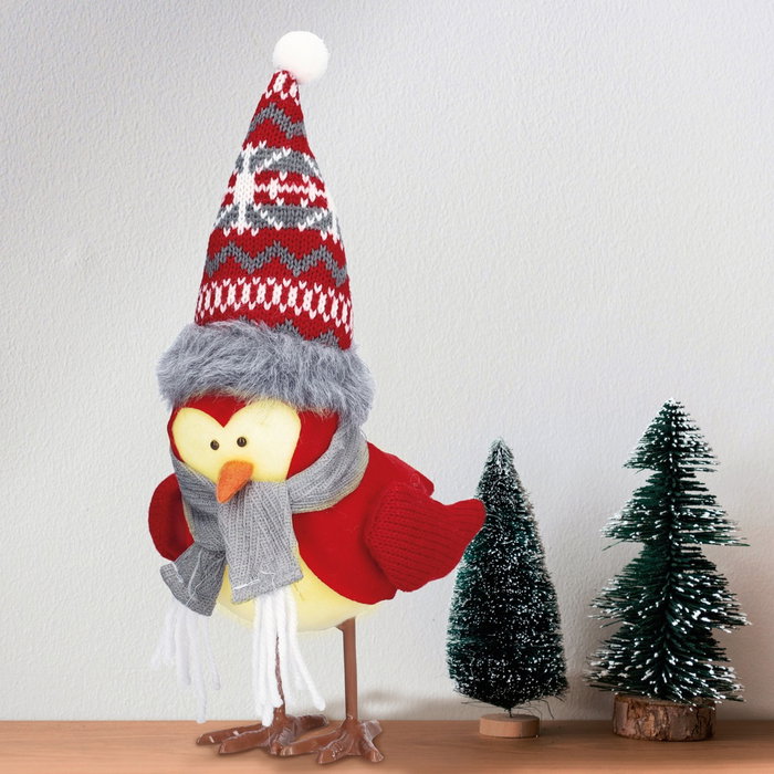 Bambasy Oiseau de Noël LED Frostine 21cm Rouge et Gris Bambasy Oiseau de Noël LED Frostine 21cm Rouge et Gris