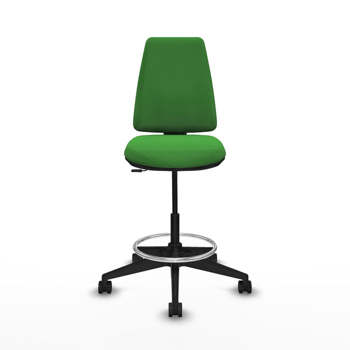 Tabouret Taburete Elche Contact permament de base Tissu Vert Base pyramidale noire Sans accoudoirs Sans appui-tête Roulettes 65mm nylon
