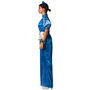 Déguisement Kimono Chinois Adulte Femme Taille XL, Robe et Coiffe Incluses, Bleu, Polyester