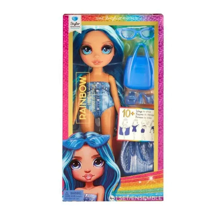 Rainbow High Poupée mannequin articulée Swim & Style, Skyler (Bleue) 27 cm avec maillot de bain et paréo, à partir de 4 ans Rainbow High Poupée mannequin articulée Swim & Style, Skyler (Bleue) 27 cm avec maillot de bain et paréo, à partir de 4 ans