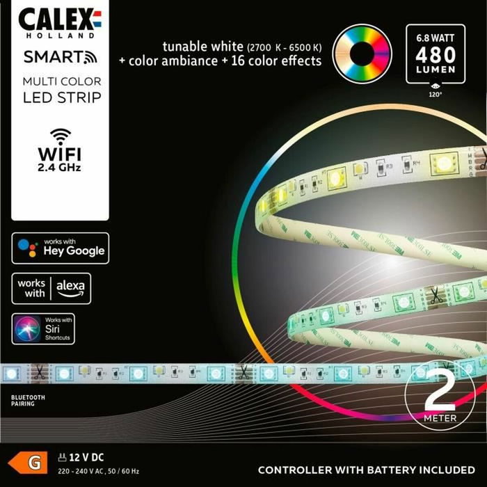 Calex Ruban LED Intelligent RGBCCT 2m 6,8W Noir