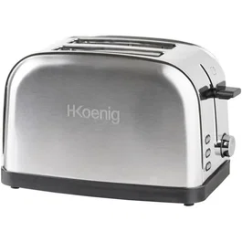HKoeNIG TOS7 Grille-pain deux tranches, 850 W, 7 niveaux de brunissage, acier inoxydable, fonctions décongélation et réchauffage, avec plateau ramasse-miettes