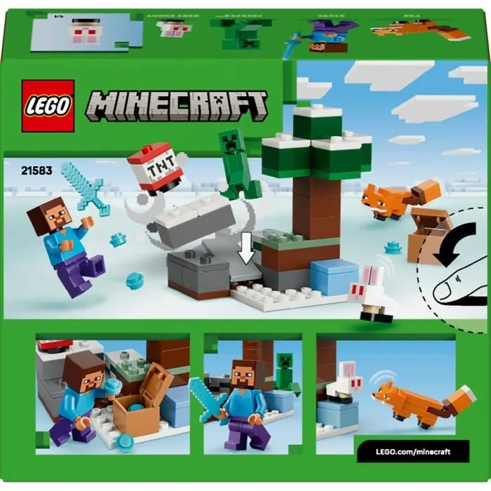 Lego Minecraft 21583 Les Aventures de Steve dans la Taiga - Jeu de Construction Créatif avec Figurine et Creeper