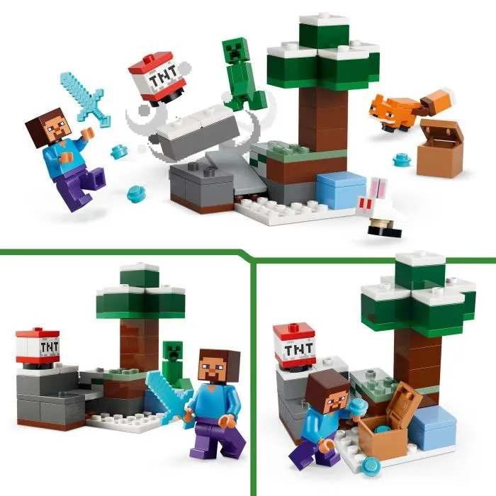 Lego Minecraft 21583 Les Aventures de Steve dans la Taiga - Jeu de Construction Créatif avec Figurine et Creeper