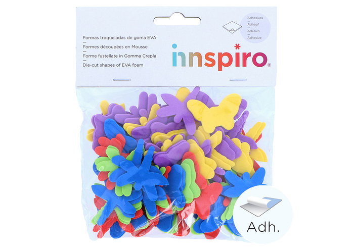 Innspiro Kit de 50 papillons et libellules en mousse EVA adhésive