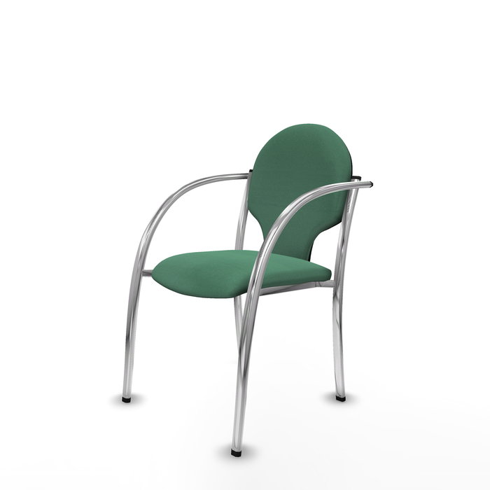 Silla Hellín tapizada con Tela color Verde esmeralda. Brazos fijos