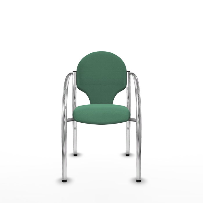 Silla Hellín tapizada con Tela color Verde esmeralda. Brazos fijos