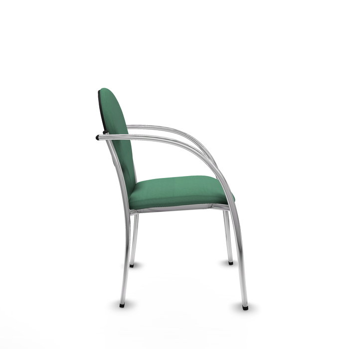 Silla Hellín tapizada con Tela color Verde esmeralda. Brazos fijos