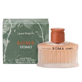 Laura Biagiotti Roma Uomo - Eau de Toilette Vaporisateur 40 mL - Fragrance Masculine Boisée aux Notes de Mandarine, Ruibarbe, Cèdre et Vainille