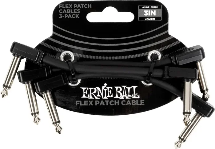 Ernie Ball Cable Flex Patch 3" Noir - Pack de 3