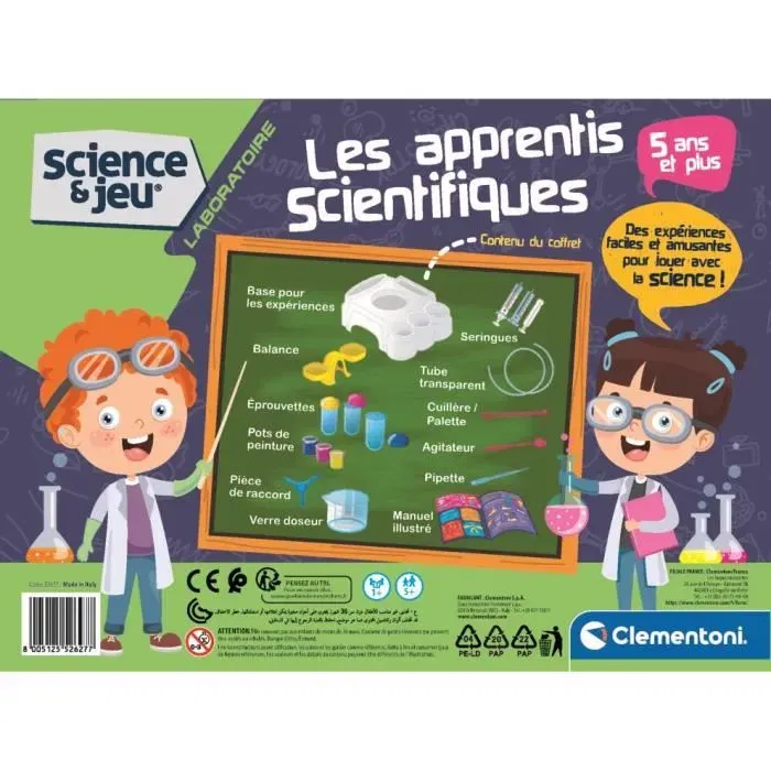 Clementoni - Les apprentis scientifiques - Coffret multisensoriel d'expériences scientifiques pour enfants - Jeu éducatif