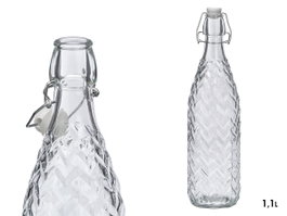 VIVALTO Bouteille Relief Flèches 1,1L Transparente