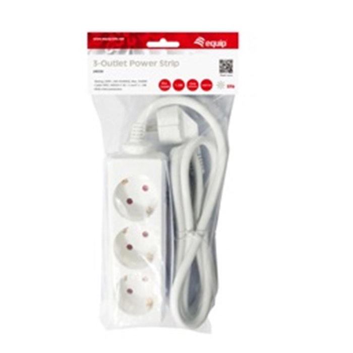 Equip Multiprise 3 Prises avec Interrupteur - Blanc, Câble 1,5 m, 3500 W, 16 A Equip Multiprise 3 Prises avec Interrupteur - Blanc, Câble 1,5 m, 3500 W, 16 A