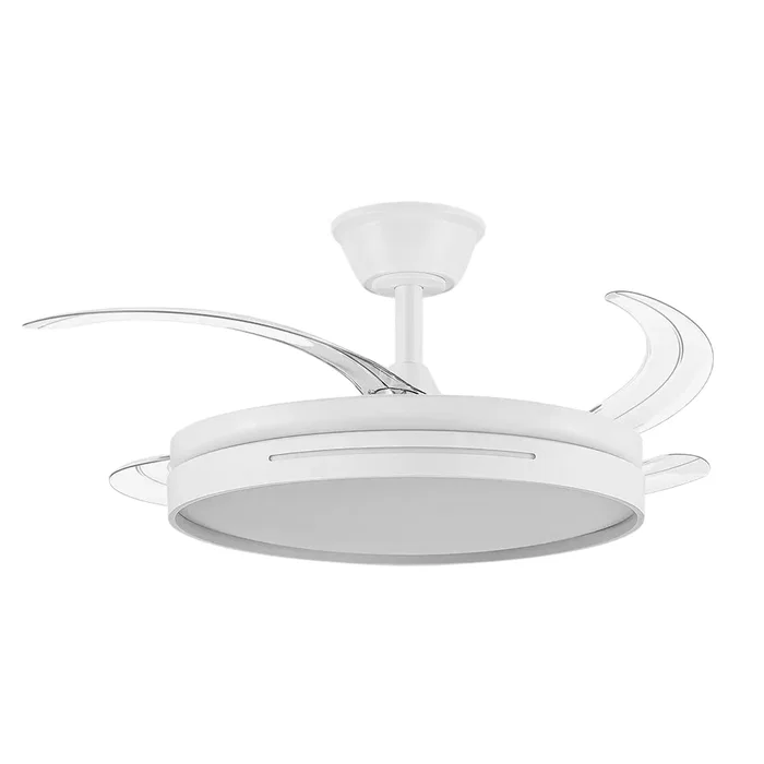 Micenas Ventilateur de plafond DC blanc avec 4 pales et LED 59W Micenas Ventilateur de plafond DC blanc avec 4 pales et LED 59W