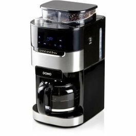 Domo DO721K Cafetière à filtre avec moulin intégré, Noir/acier