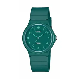 Casio MQ-24B Montre Mixte à Quartz Analogique, Boîtier et Bracelet en Résine Résistante, Cadran Vert, Étanchéité Norme ISO 22810