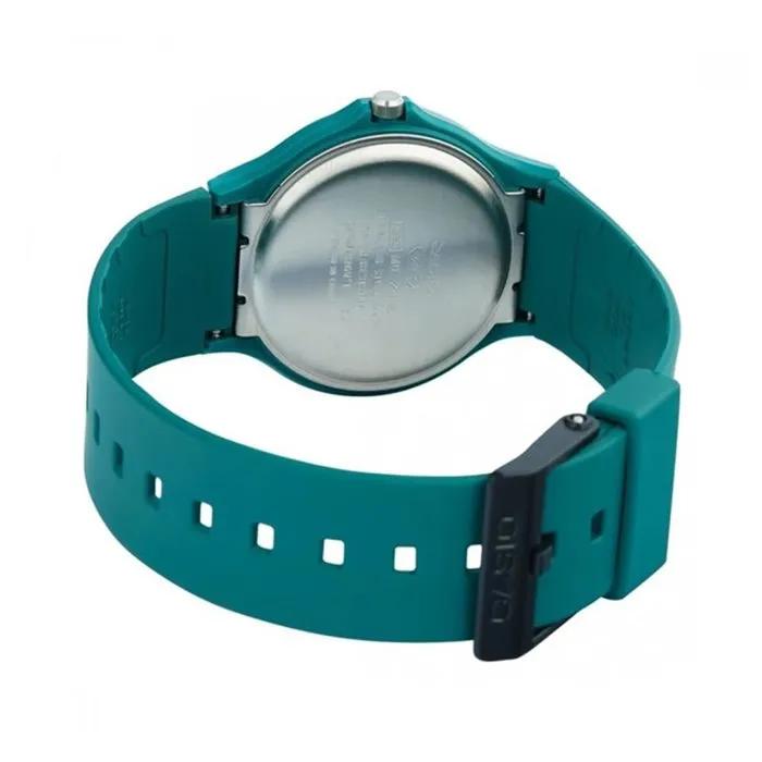 Casio MQ-24B Montre Mixte à Quartz Analogique, Boîtier et Bracelet en Résine Résistante, Cadran Vert, Étanchéité Norme ISO 22810