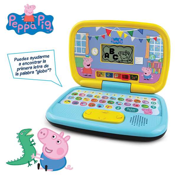 VTech Ordinateur d'apprentissage Peppa Pig avec 5 modes de jeu, nombreuses activités, 2 piles AA incluses, dimensions 5,6x23,7x15,8 cm, en espagnol VTech Ordinateur d'apprentissage Peppa Pig avec 5 modes de jeu, nombreuses activités, 2 piles AA incluses, dimensions 5,6x23,7x15,8 cm, en espagnol