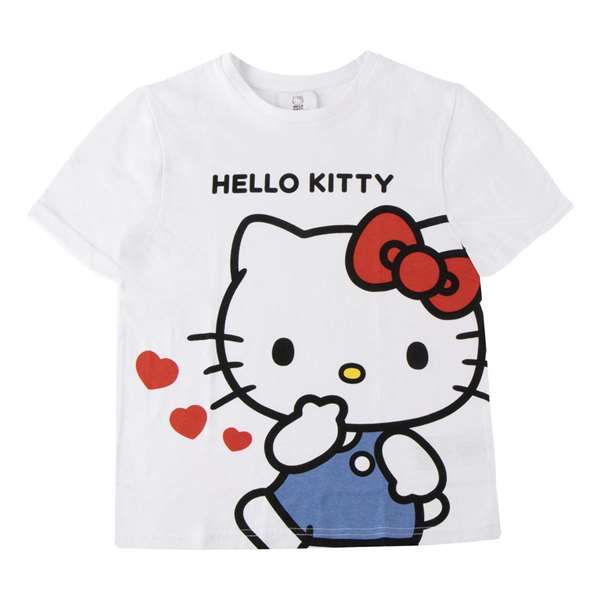 Hello Kitty T-shirt court en jersey uni pour enfant de 10 ans - Modèles assortis - Cerdà Hello Kitty T-shirt court en jersey uni pour enfant de 10 ans - Modèles assortis - Cerdà
