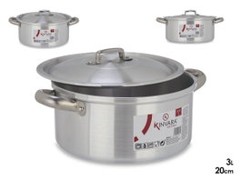 Kinvara Casserole en aluminium 20 cm 3 L argentée compatible gaz, four et lave-vaisselle (Set de 10)